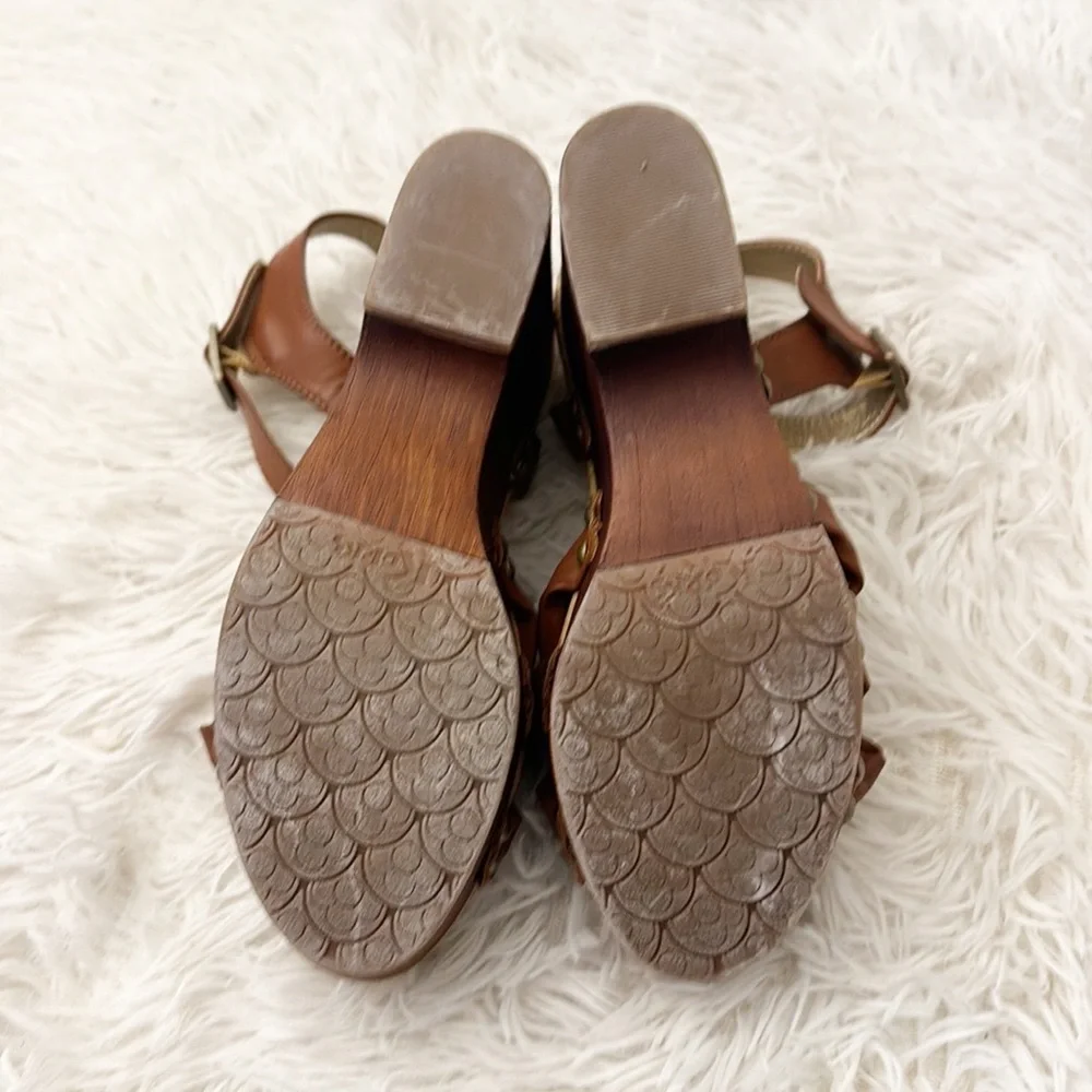 NEW Korks Brown Platform Wedge studded sandals women size 8, 10, 11